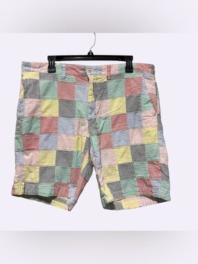 Polo by Ralph Lauren Patchwork Multicolor Check Flat Front Shorts size 36